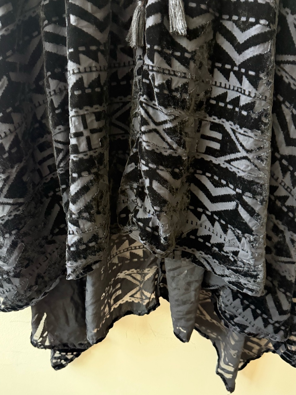 Denim & Supply Ralph Lauren Black Burnout Velvet Handkerchief Skirt M Boho - Picture 5 of 11